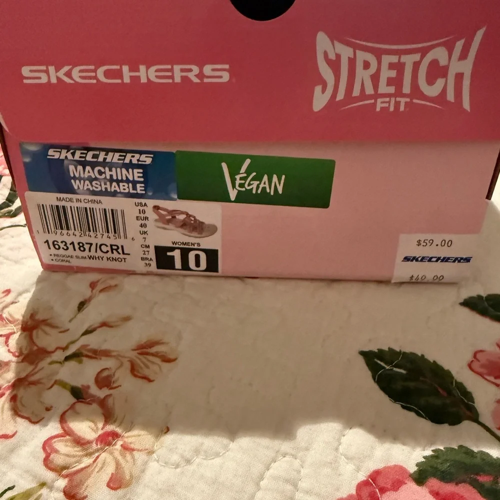 🩷Skechers Reggae Slim Why Not stretch fit sandals coral pink women size 10 EUC - Picture 3 of 10